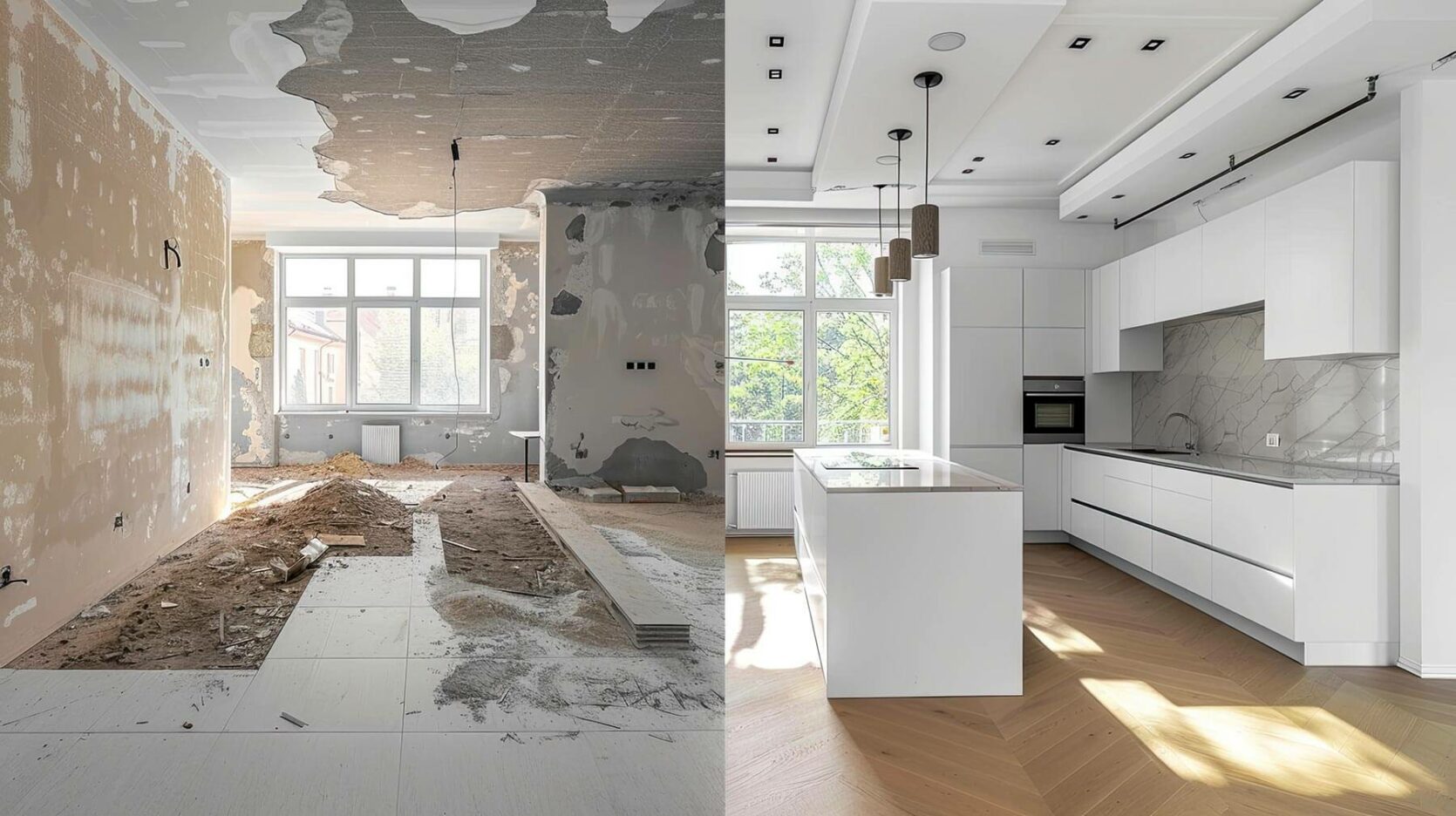 Rénovation Appartement ancien avant cuisine moderne