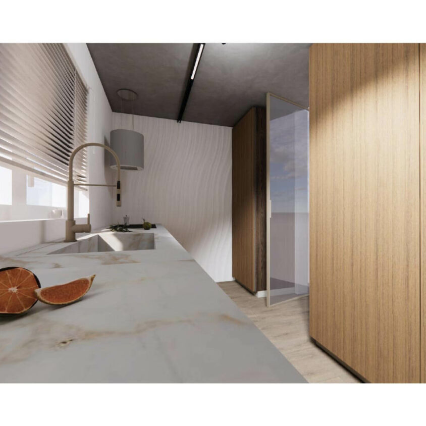 Rénovation de cuisine à Les Cullayes près de Lausanne, vue 3D projet