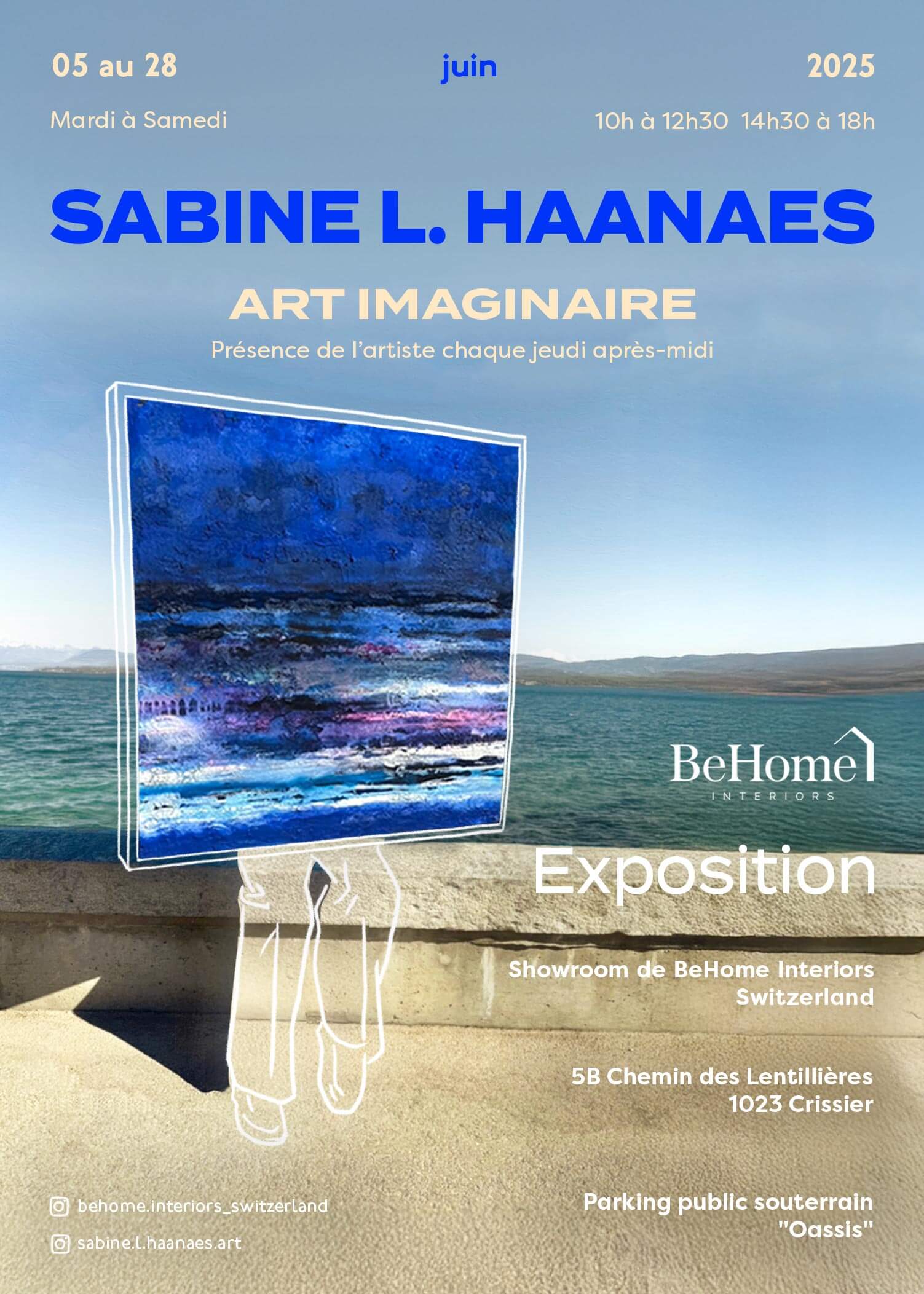 affiche exposition peinture sabine haanaes behome lausanne juin2025 hd - meubles sur mesure