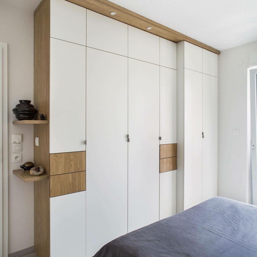 amenagement dressing chambre nyon bois blanc sur mesure - meubles sur mesure