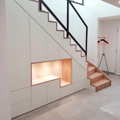 Meuble sous escalier sur mesure à Luxembourg Belair