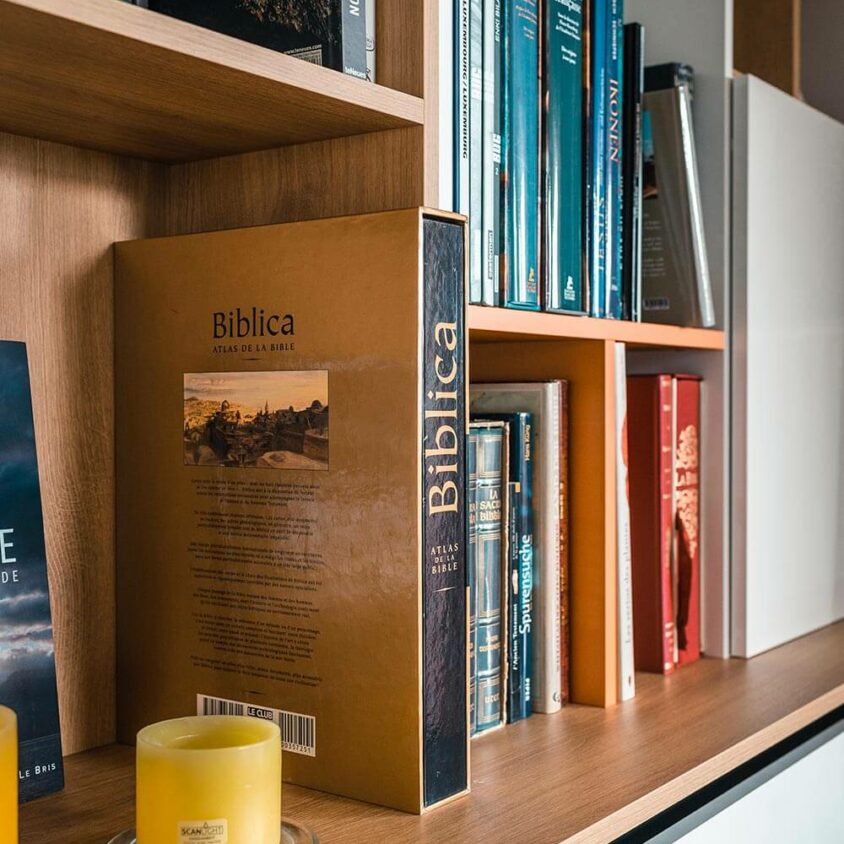 Détail niche Bibliothèque sur mesure à Hostert près Luxembourg