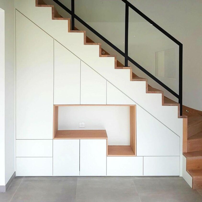 Meuble sous escalier sur mesure à Luxembourg Belair