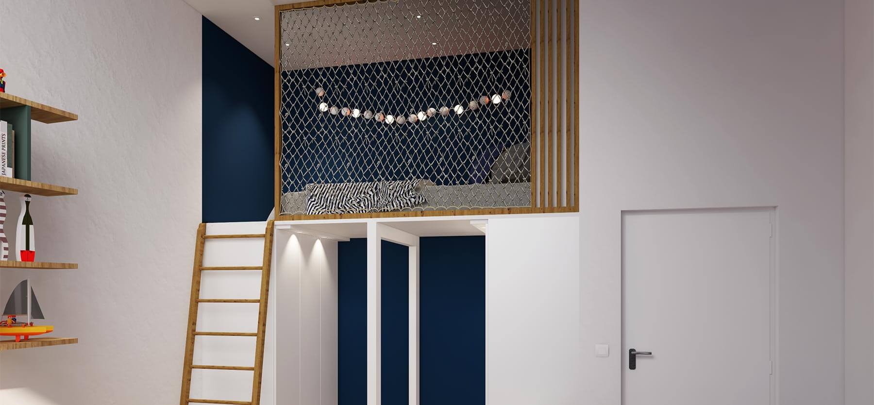 Mezzanine sur mesure avec dressing dans chambre ado à Tolochenaz près Lausanne