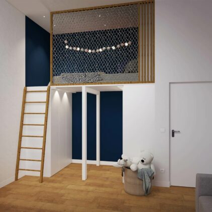 Mezzanine sur mesure avec dressing dans chambre ado à Tolochenaz près Lausanne