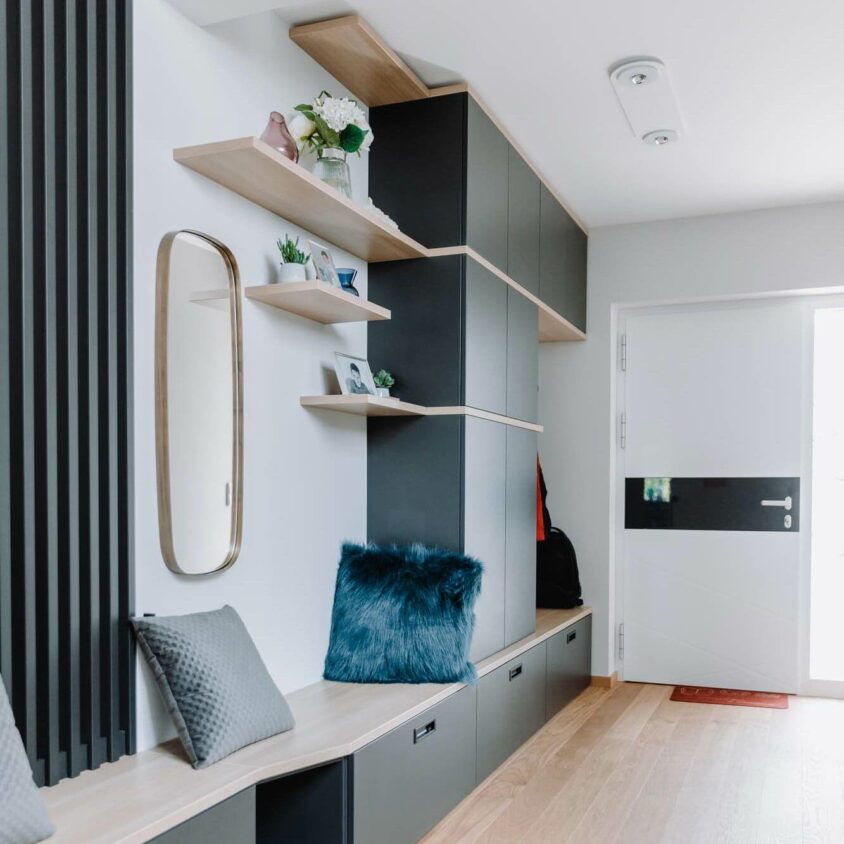 amenagement entree lausanne meuble placard noir bois - meubles sur mesure