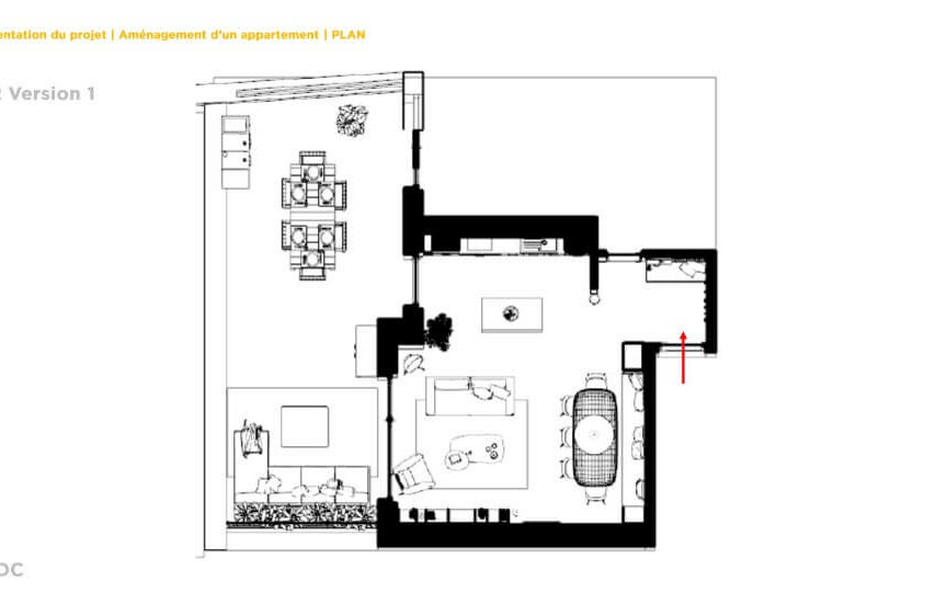Plan au sol pour projet d'aménagement intérieur d'un appartement neuf à Hesperange