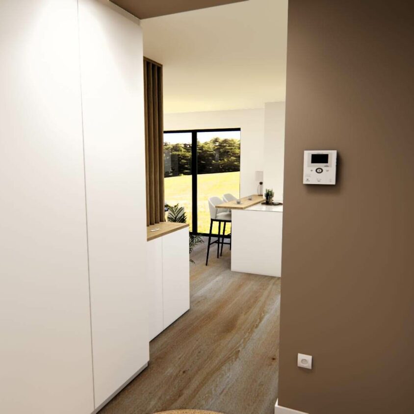 amenagement interieur appartement interieur hesperange photo 3d vue entree - meubles sur mesure
