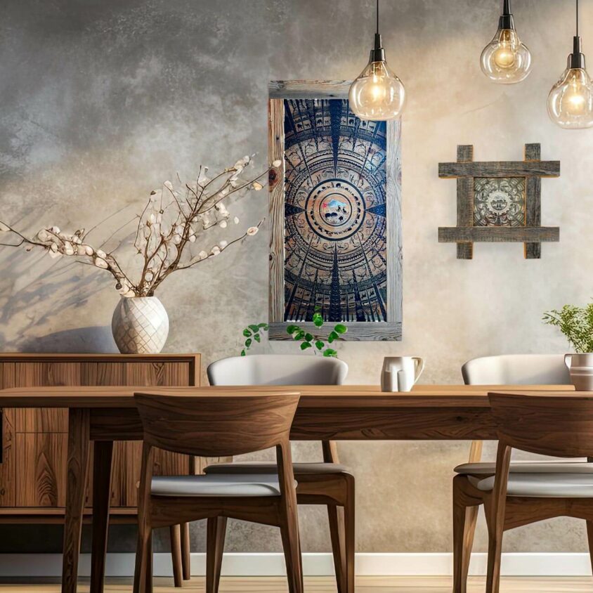 Détail d’une œuvre Sweet Rock alliant artisanat suisse et design d’intérieur sur mesure, inspirée de la Poya et du savoir-faire traditionnel fribourgeois.