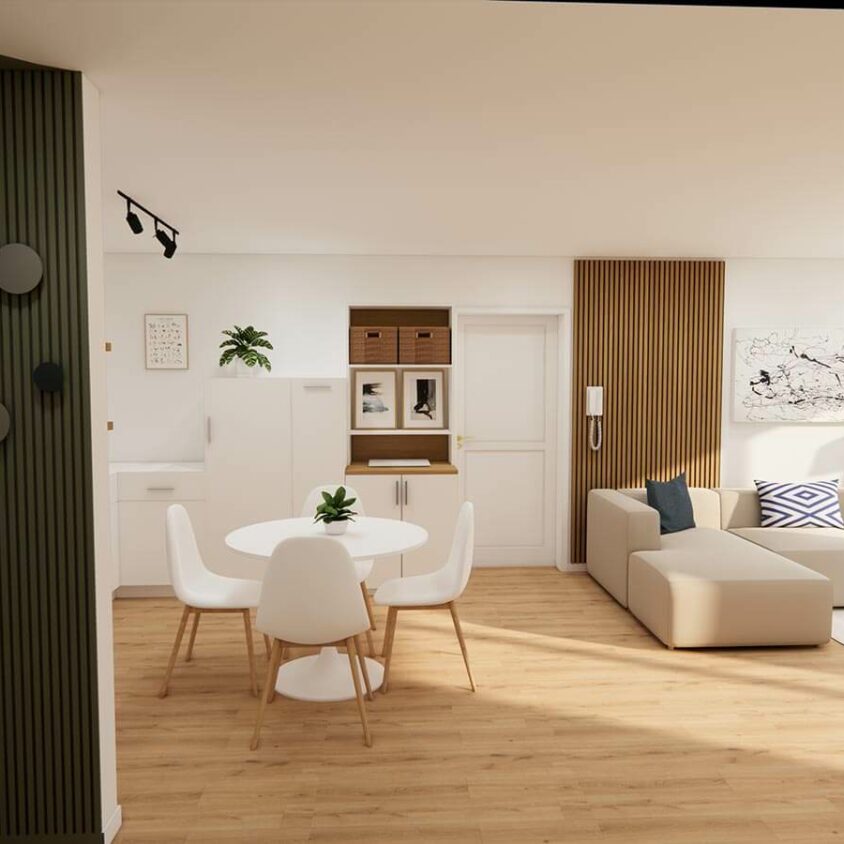 Rendu 3D projet d'aménagement sur mesure dans un appartement à Peppange au Luxembourg