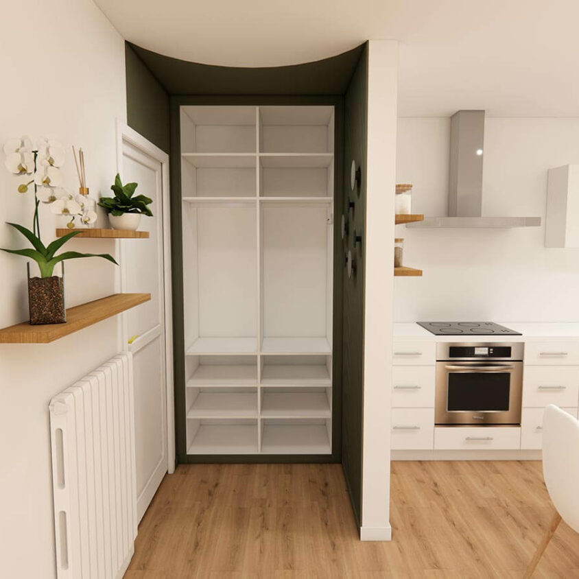 Rendu 3D de projet d'aménagement sur mesure dans un appartement à Peppange au Luxembourg