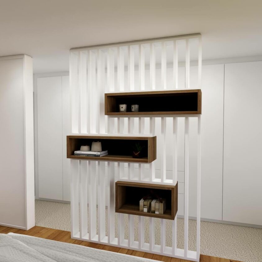 Aménagement de chambre à Lenningen avec claustra zen projet 3D