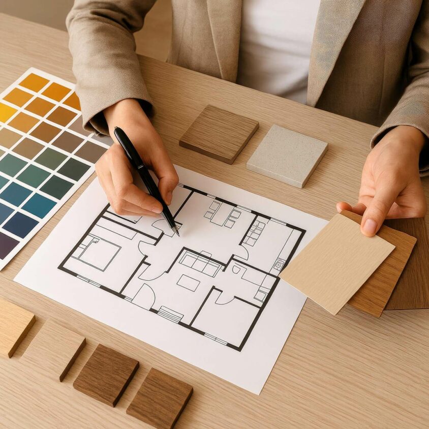 Projet d'architecture d'intérieur en 10 étapes avec choix des matières et matériaux par BeHome Interiors