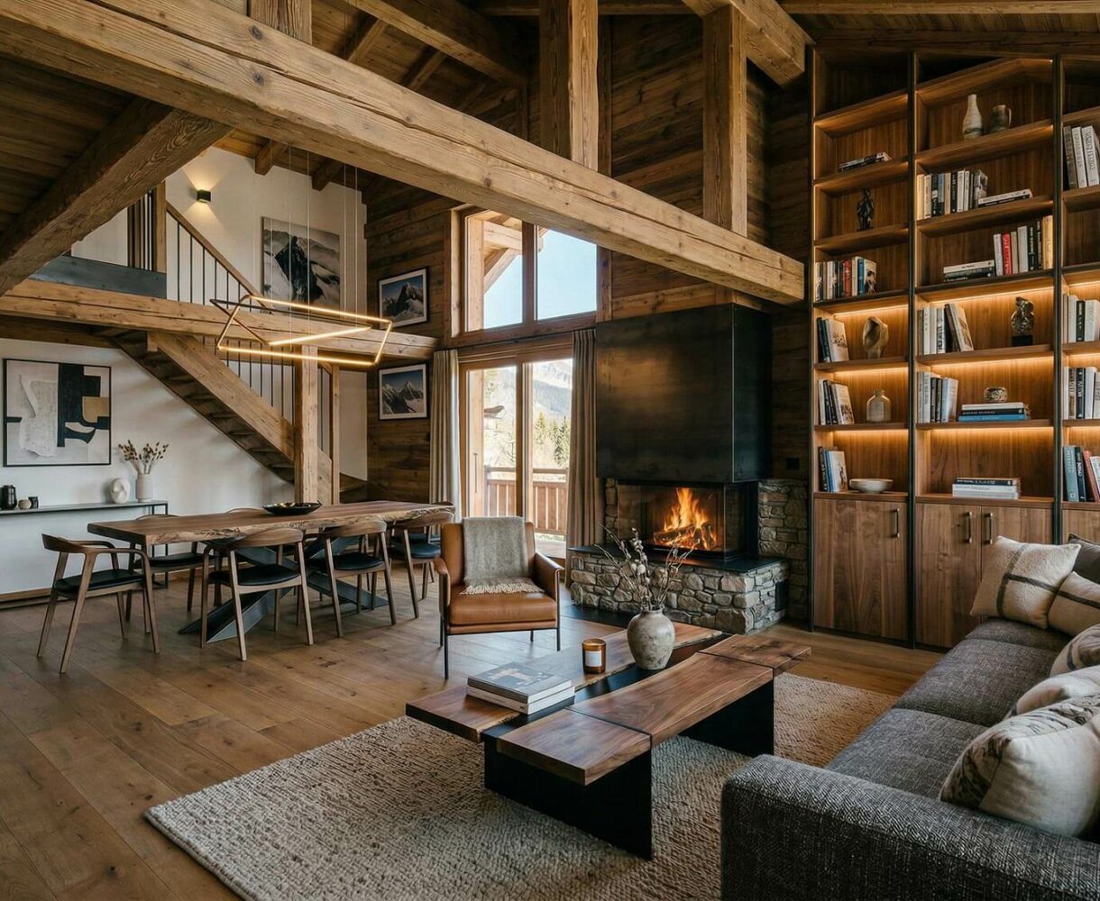 Aménagement intérieur de chalet contemporain en montagne