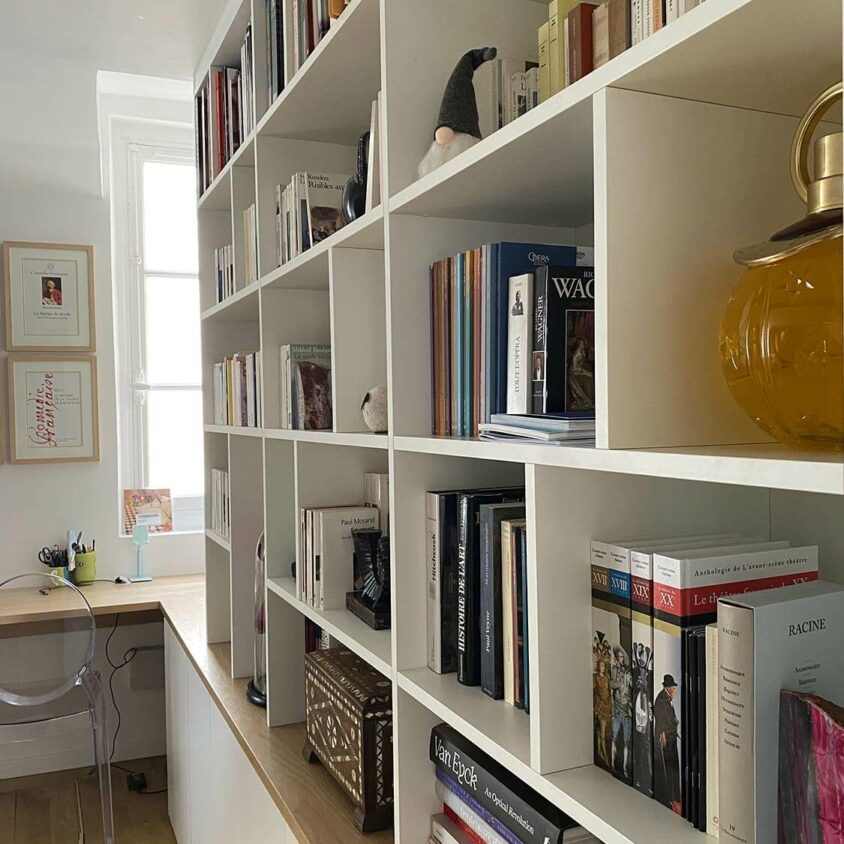 Rénovation d'un appartement ancien à Bruxelles avec bureau, bibliothèque