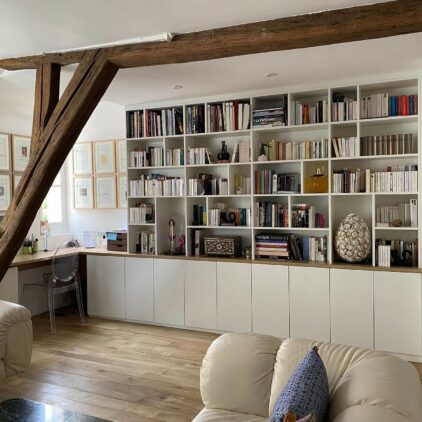 Rénovation d'un appartement ancien à Bruxelles avec bureau, bibliothèque