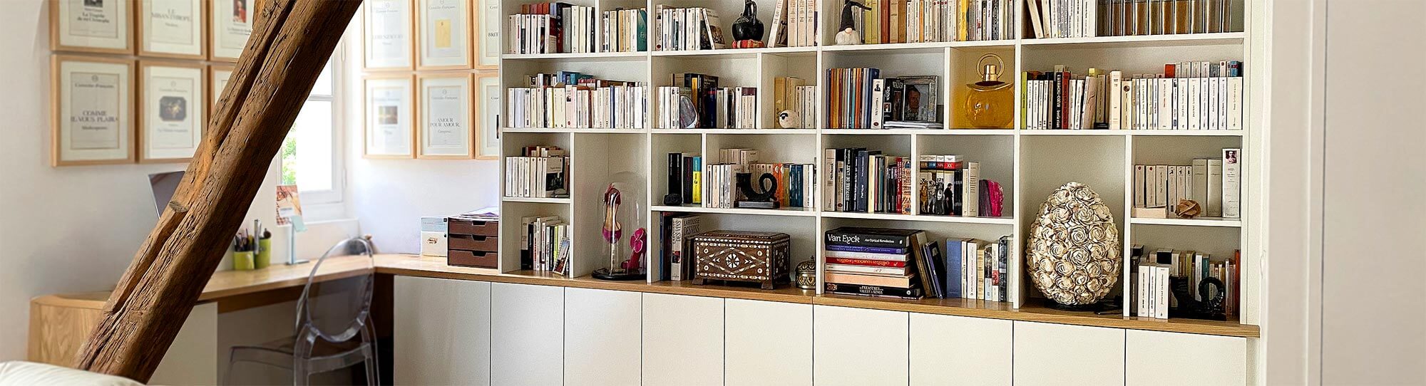 Rénovation d'un appartement ancien à Bruxelles avec bureau, bibliothèque