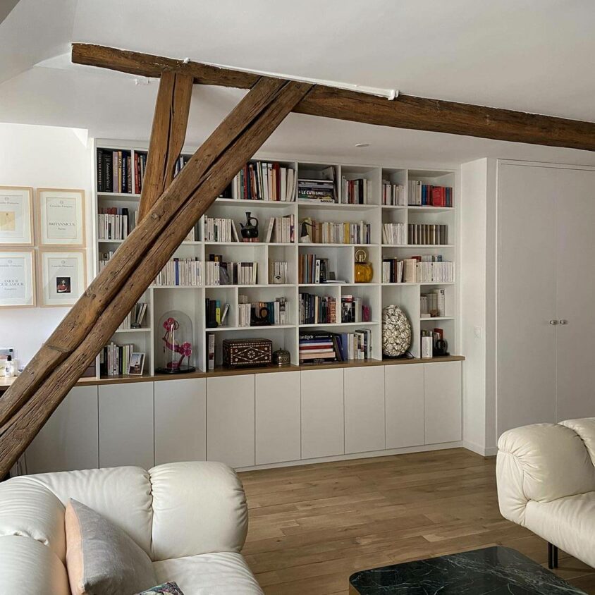 Rénovation d'un appartement ancien à Bruxelles avec bureau, bibliothèque
