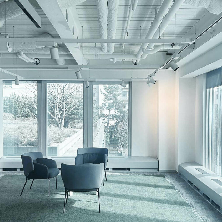 Photo coin cosy avant l'aménagement de bureaux d'entreprise à Lausanne