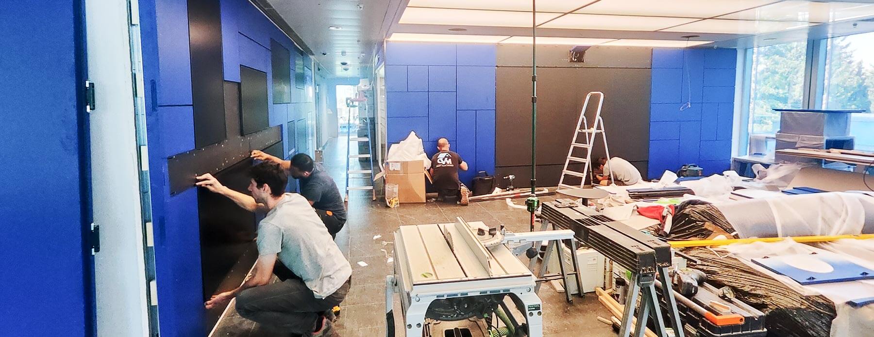 Chantier d'aménagement de bureaux d'entreprise à Lausanne par BeHome Interiors