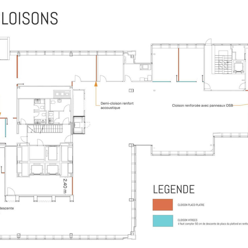 Plan d'aménagement de bureaux d'entreprise à Lausanne