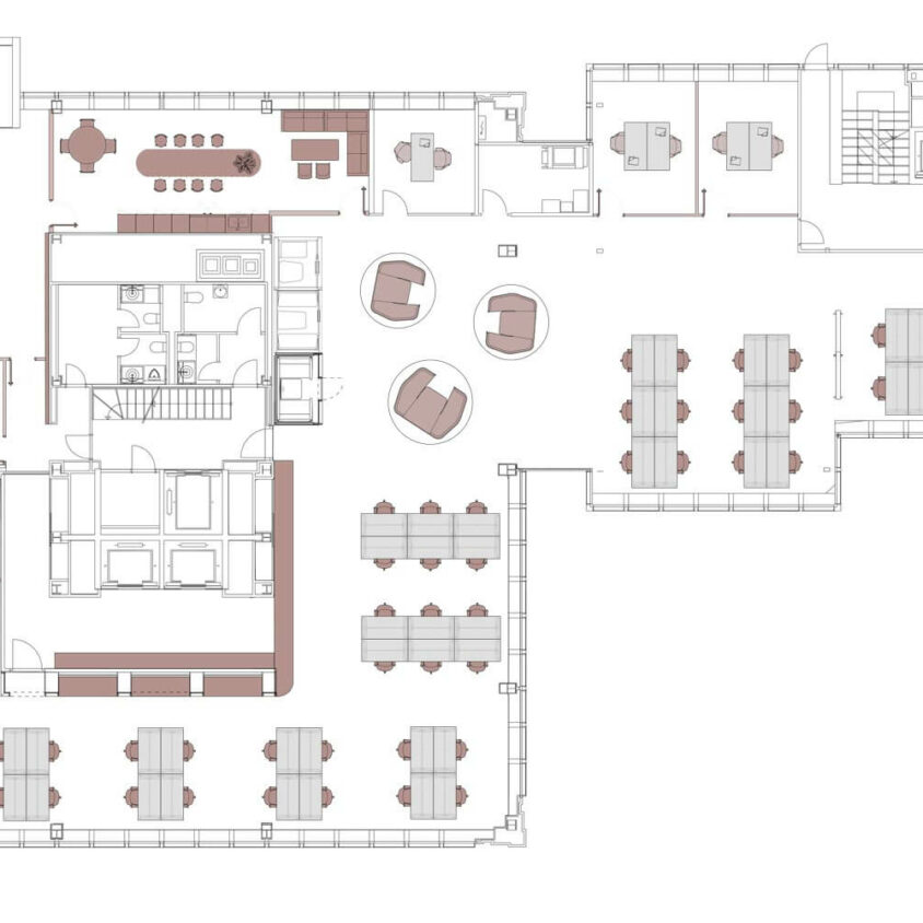 Plan d'aménagement de bureaux d'entreprise à Lausanne