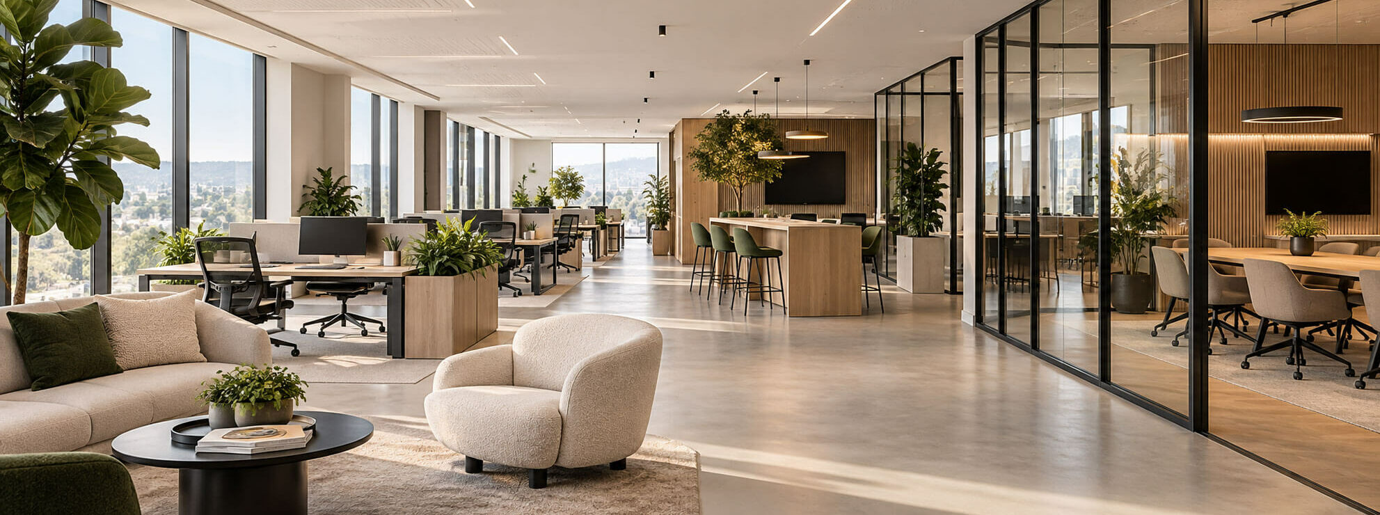 Agencement de plateau de bureaux neufs et professionnels